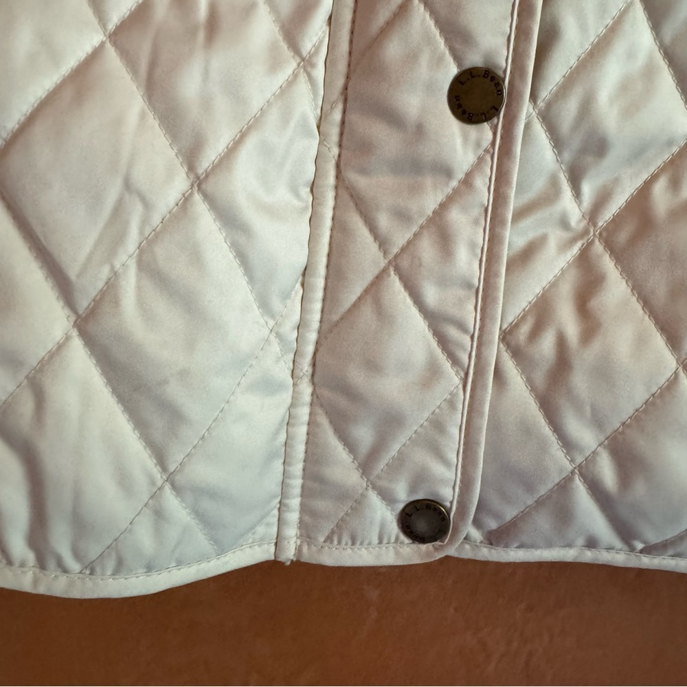 L.L. Bean Cream Quilted Vest Plaid Lined Zip & Snap Outdoor Layer Size XL Petite - Picture 4 of 9